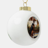 American English Foxhound Christmas Lights Holiday Keramische Bal Ornament (Links)