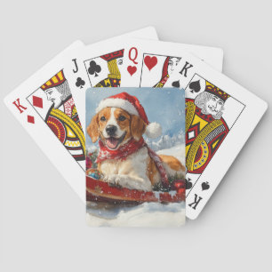 American English Foxhound in slee Christmas Pokerkaarten