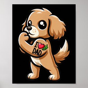 American Er Spaniel Ik hou van Dad Funny Dog Tatto Poster