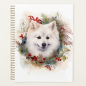 American Eskimo Christmas Wreath Festive Pup (Devant)