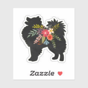 American Eskimo Dog Boho Floral Silhouette Sticker