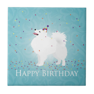 American Eskimo Dog Happy Birthday Design Tegeltje