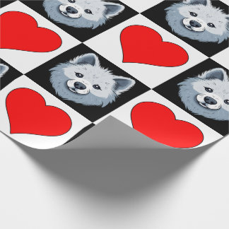 American Eskimo Dog Heart Pattern Cute Puppy Gift Cadeaupapier