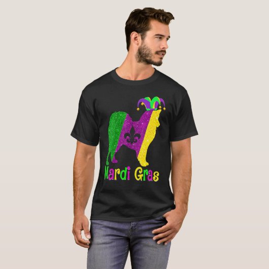 American Eskimo Dog Lover Mardi Gras Carnival Jest T-shirt (Voorkant volledig)