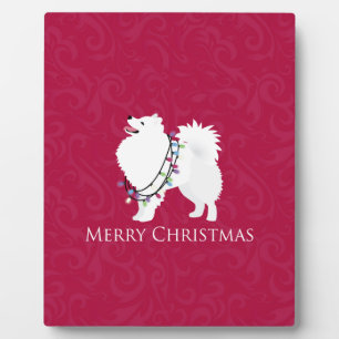 American Eskimo Dog Merry Kerstdesign Fotoplaat