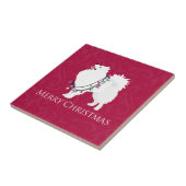 American Eskimo Dog Merry Kerstdesign Tegeltje (Zijkant)