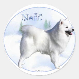 American Eskimo Dog Noel Ronde Sticker