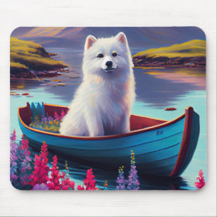 American Eskimo Dog on Paddle: Een Schilderachtig Muismat