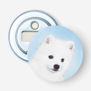 American Eskimo Dog Painting - Original Dog Art Button Flesopener
