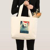 American Eskimo Dog Political Hope Parody Grote Tote Bag (Voorkant (product))