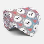 American Eskimo Dog Valentine Hearts Pattern Cute  Stropdas (Opgerold)