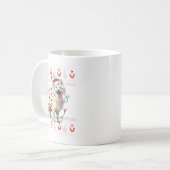 American Eskimo Dog Xmas Lights Ugly Sweater Chris Koffiemok (Voorkant links)