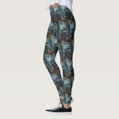 American Eskimo Riding Motorcycle Halloween Scary Leggings (Links)