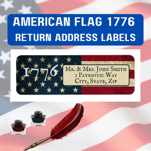 American Flag 1776 retouradres Etiket