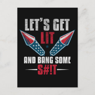 American Flag 4th of July Fireworks Celebration Briefkaart