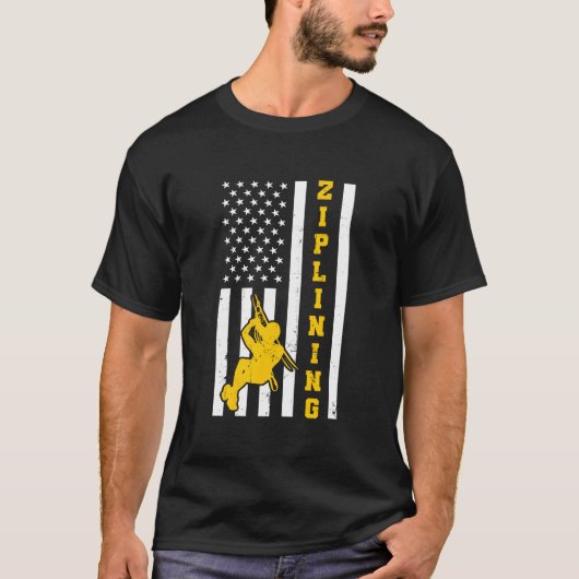 American Flag 4Th Of July Usa Ziplining T-shirt (Voorkant)
