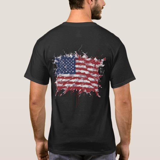 American Flag Abstract Brush T-Shirt –Artistic USA (Dos)
