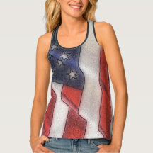 American Flag All-Over Print Racerback Tanktop
