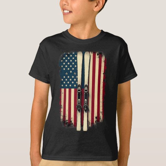 American Flag Alpine Skiing Skier _2  T-shirt (Voorkant)