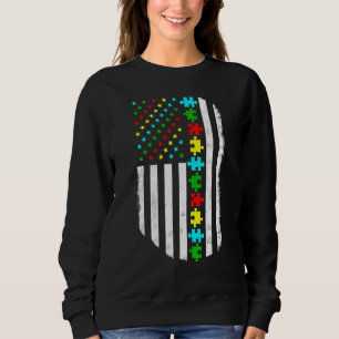 American Flag Autism Mam Autism Awareness Familie Trui
