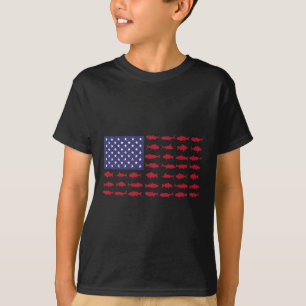 American Flag B Vissen Kind Boy Jeugd Vrouwen Mann T-shirt
