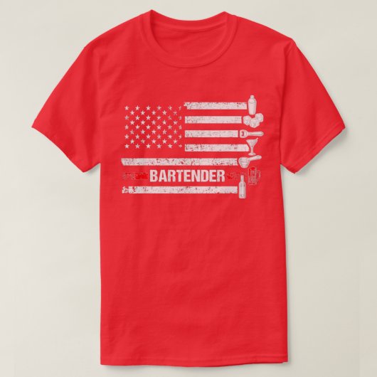 American Flag Bartending Bar Working Bartender 2 T-shirt (Design voorkant)