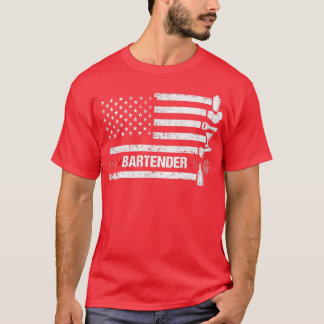 American Flag Bartending Bar Working Bartender 2 T-shirt