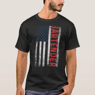 American Flag Bartending Bar Working Bartender T-shirt
