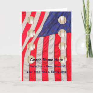 American Flag Baseball Kaart voor Coach Blank Insi