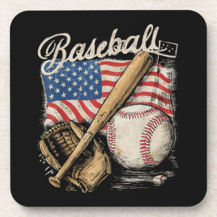 American Flag Baseball Player Bat Fan Catcher Pitc Bier Onderzetter