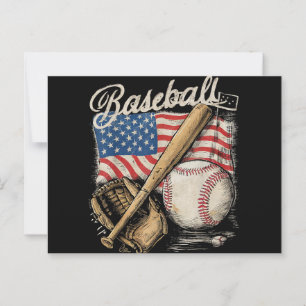 American Flag Baseball Player Bat Fan Catcher Pitc Briefkaart