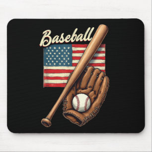 American Flag Baseball Player Bat Fan Catcher Pitc Muismat