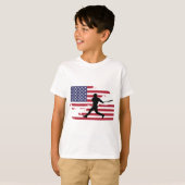 American Flag Baseball Silhouette Baseball Player T-shirt (Voorkant volledig)