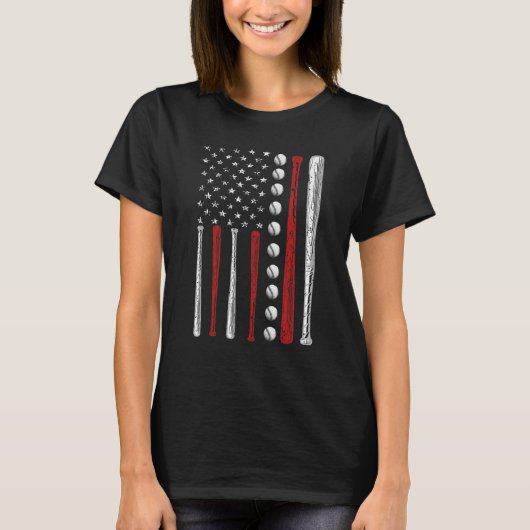 American Flag Baseball Team Gift voor Mannen Jonge T-shirt (Voorkant)