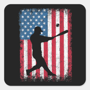 American Flag Baseball Team Gift voor Mannen Jonge Vierkante Sticker
