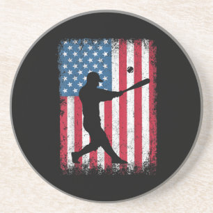 American Flag Baseball Team Gift voor Mannen Jonge Zandsteen Onderzetter