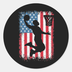 American Flag Basketball Apparel Grappig Basketbal Ronde Sticker