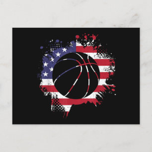 American Flag Basketball Player Feestdagenkaart