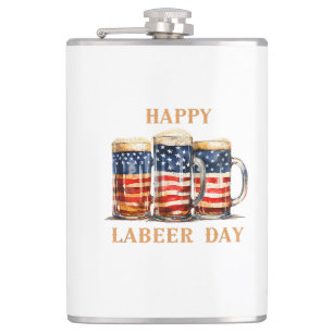 American Flag Beer Happy Laber Day Funny Labor Day Heupfles