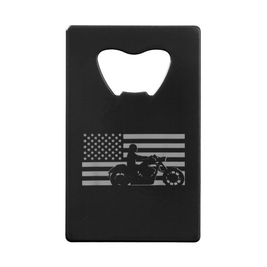 American Flag Biker Motorcycle Short Sleeve Kredietkaart Flessenopener (Voorkant)