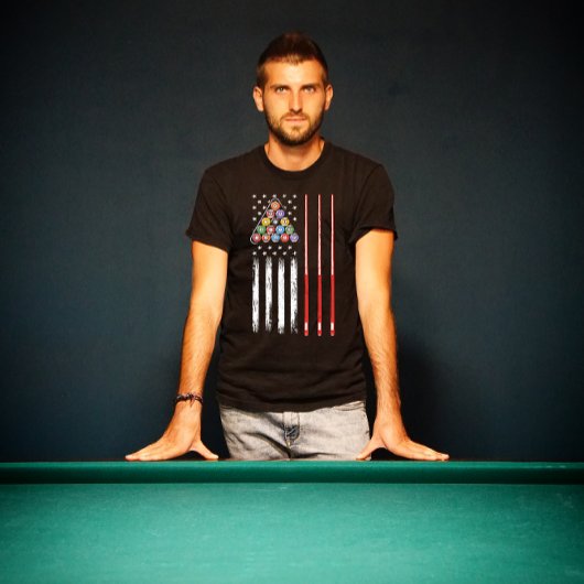 American Flag Billiard Pool Speler T-shirt