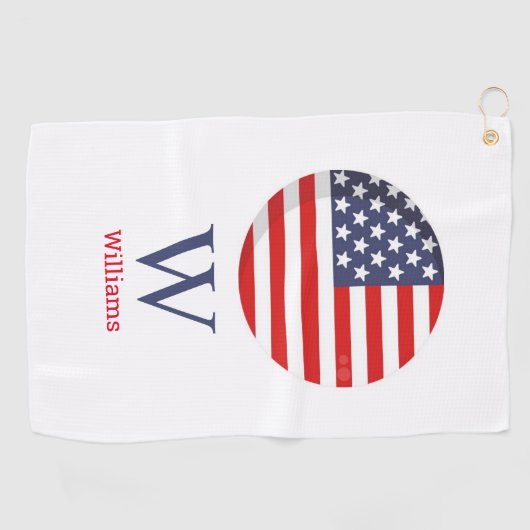 AMERICAN FLAG Blue Monogram Golfhanddoek (Horizontaal)