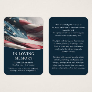 American Flag Blue Photo Memorial - Cartes de priè