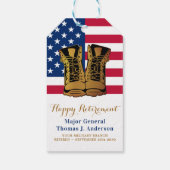 American Flag Boots Retirement Party Cadeaulabel (Achterkant)