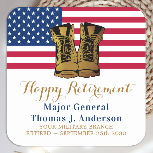 American Flag Boots Retirement Party Vierkante Sticker