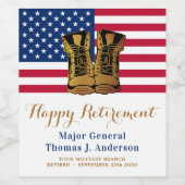 American Flag Boots Retirement Party Wijn Etiket (Enkel label)