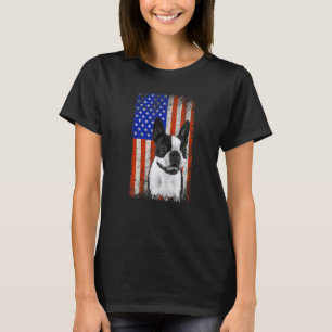 American Flag Boston Terrier Dog Dad mapapapuppy P T-shirt