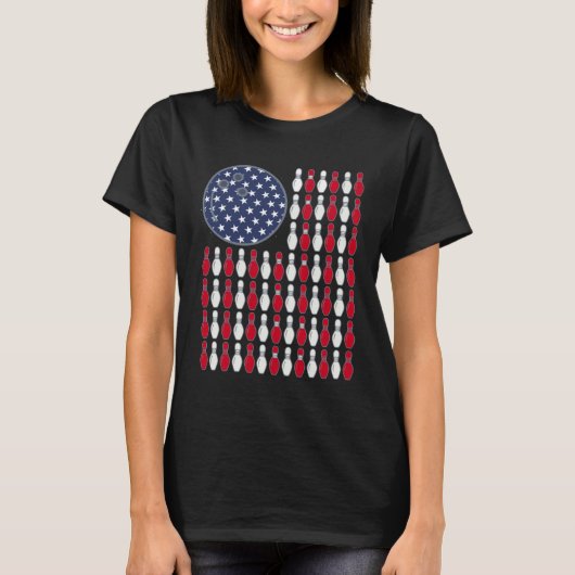 American Flag Bowling And Pin T-shirt (Voorkant)
