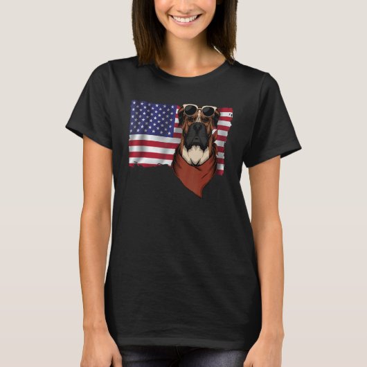 American Flag Boxer Dog Dad Mom Flag 4th Of July T-shirt (Voorkant)