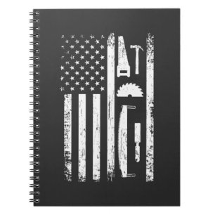 American Flag Carpenter Tools Woodwerker Craftsman Notitieboek